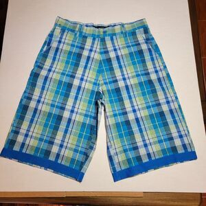 Raw Blue Long Shorts Blue & Yellow Plaid - Size 36